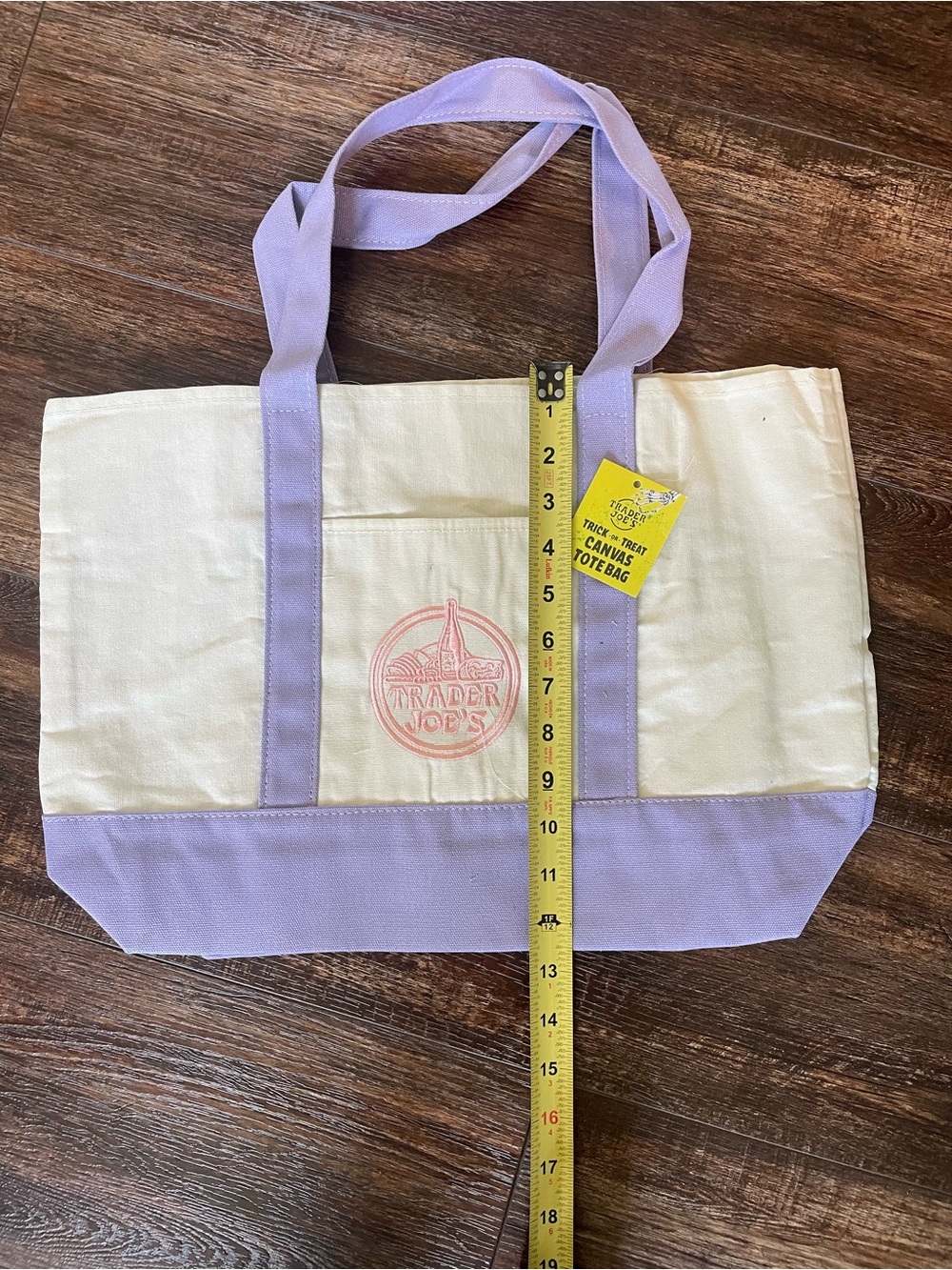 Trader Joe’s Cream and Lavender Canvas Tote Bag